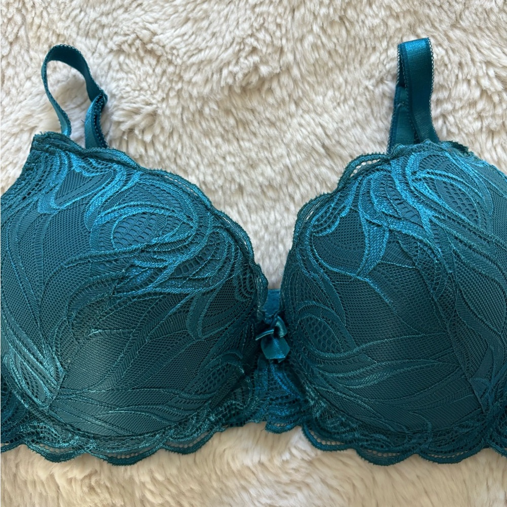 NWT Paramour Blue Turquoise Lace Push Up Bra Size 40D - Picture 2 of 4